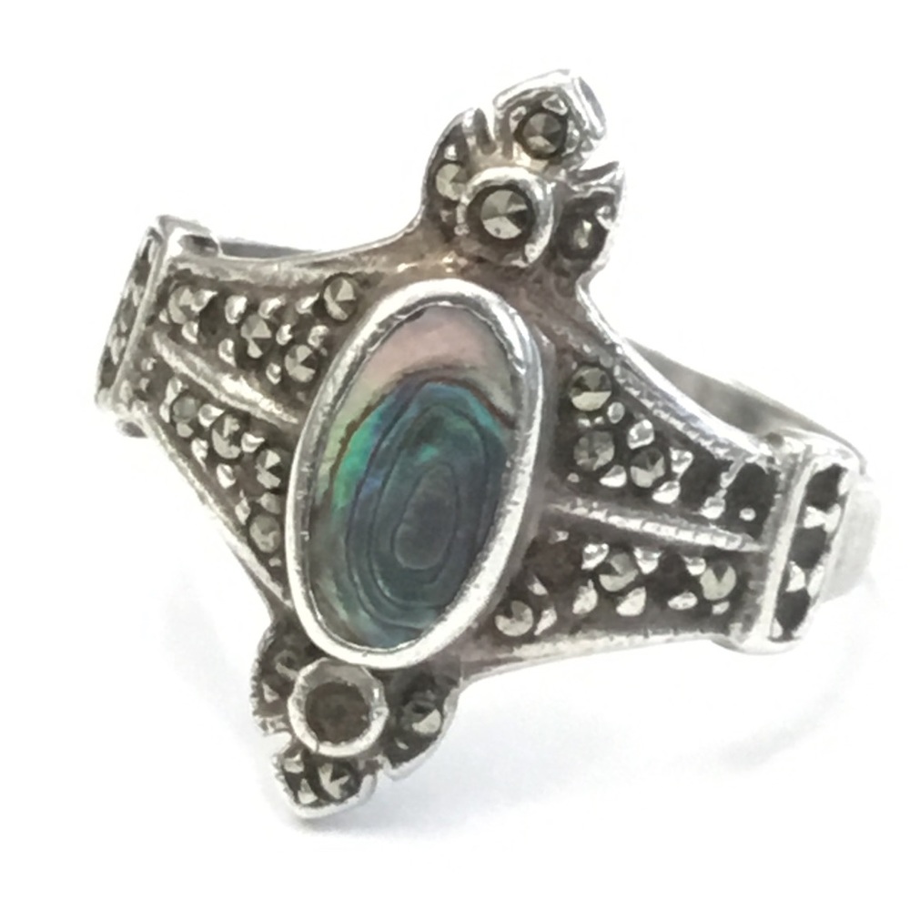 Sterling Silver And Abalone Ring - image 2